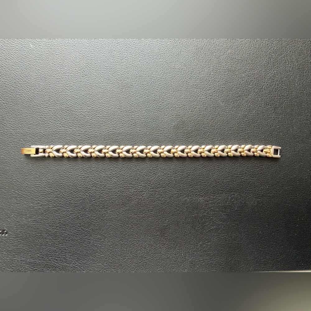 Sharp Two Tone Link Bracelet - Picture 2 of 10